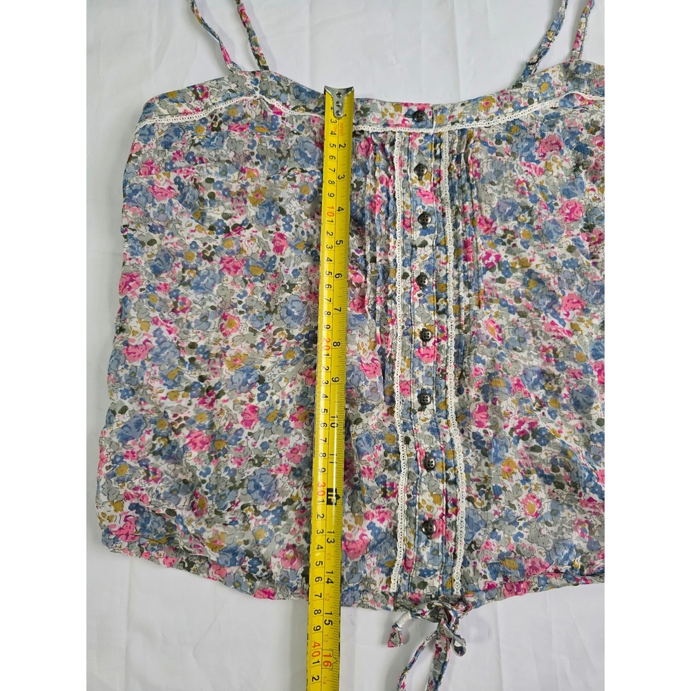 Garage Floral Cami Top Blue Pink Wildflower Lace Trim Button Front Small - Picture 7 of 14